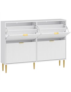 HOMCOM Narrow Shoe Cabinet with 4 Flip Drawers - White