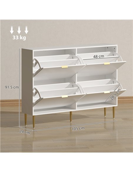 HOMCOM Narrow Shoe Cabinet with 4 Flip Drawers - White - pic 165692 | FastDaddyshop