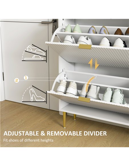 HOMCOM Narrow Shoe Cabinet with 4 Flip Drawers - White - pic 165695 | FastDaddyshop
