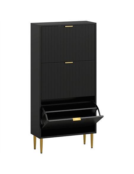 HOMCOM Narrow Shoe Cabinet with 3 Flip Drawers - Black - pic 165699 | FastDaddyshop