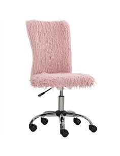 HOMCOM Plush Office Desk Chair, Modern Armless Swivel Vanity Chair with Adjustable Height for Home Office, Bedroom, Living Room,