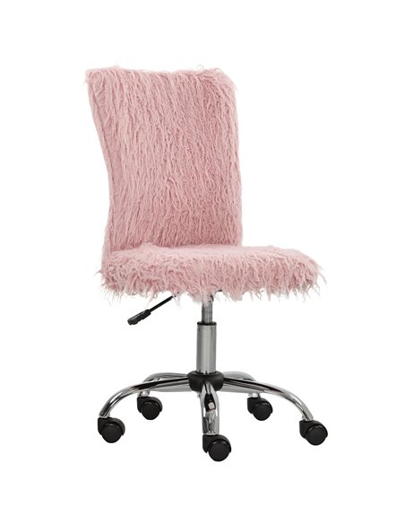 HOMCOM Plush Office Desk Chair, Modern Armless Swivel Vanity Chair with Adjustable Height for Home Office, Bedroom, Living Room, - pic 165708 | FastDaddyshop