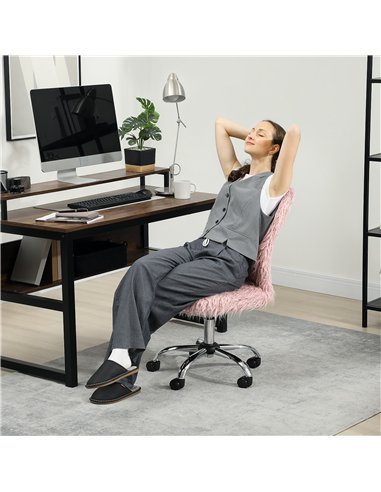 HOMCOM Plush Office Desk Chair, Modern Armless Swivel Vanity Chair with Adjustable Height for Home Office, Bedroom, Living Room,