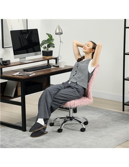 HOMCOM Plush Office Desk Chair, Modern Armless Swivel Vanity Chair with Adjustable Height for Home Office, Bedroom, Living Room, - pic 165709 | FastDaddyshop