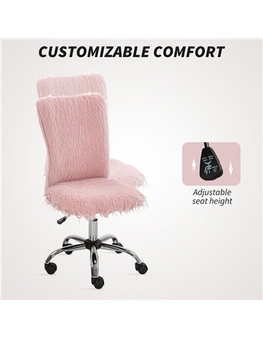 HOMCOM Plush Office Desk Chair, Modern Armless Swivel Vanity Chair with Adjustable Height for Home Office, Bedroom, Living Room,