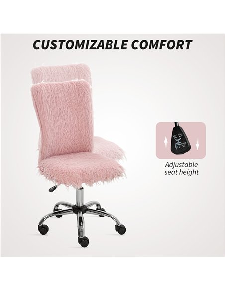 HOMCOM Plush Office Desk Chair, Modern Armless Swivel Vanity Chair with Adjustable Height for Home Office, Bedroom, Living Room, - pic 165713 | FastDaddyshop