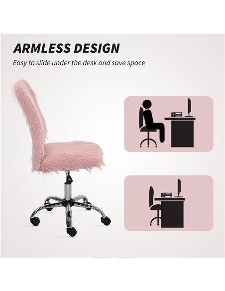 HOMCOM Plush Office Desk Chair, Modern Armless Swivel Vanity Chair with Adjustable Height for Home Office, Bedroom, Living Room, - pic 165715 | FastDaddyshop