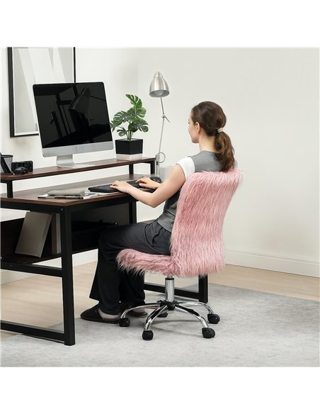 HOMCOM Plush Office Desk Chair, Modern Armless Swivel Vanity Chair with Adjustable Height for Home Office, Bedroom, Living Room, - pic 165716 | FastDaddyshop