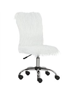 HOMCOM Plush Office Desk Chair, Modern Armless Swivel Vanity Chair with Adjustable Height for Home Office, Bedroom, Living Room,