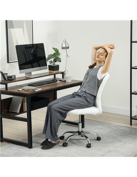HOMCOM Plush Office Desk Chair, Modern Armless Swivel Vanity Chair with Adjustable Height for Home Office, Bedroom, Living Room, - pic 165718 | FastDaddyshop