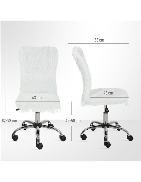 HOMCOM Plush Office Desk Chair, Modern Armless Swivel Vanity Chair with Adjustable Height for Home Office, Bedroom, Living Room, - pic 165719 | FastDaddyshop