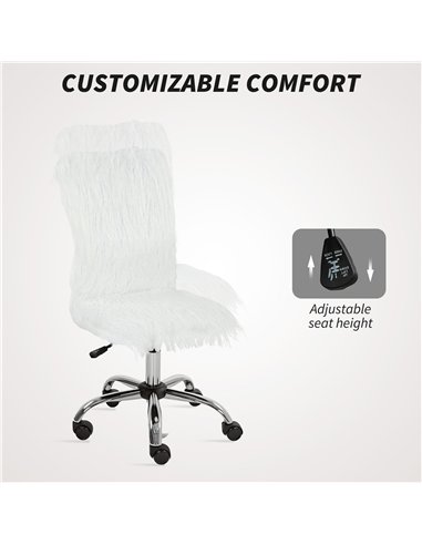 HOMCOM Plush Office Desk Chair, Modern Armless Swivel Vanity Chair with Adjustable Height for Home Office, Bedroom, Living Room,