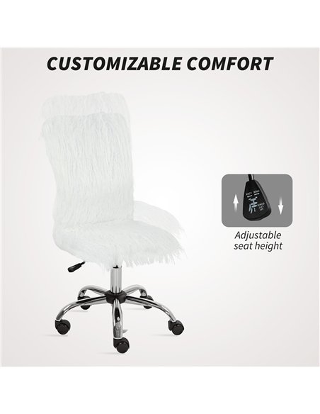 HOMCOM Plush Office Desk Chair, Modern Armless Swivel Vanity Chair with Adjustable Height for Home Office, Bedroom, Living Room, - pic 165722 | FastDaddyshop