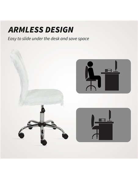 HOMCOM Plush Office Desk Chair, Modern Armless Swivel Vanity Chair with Adjustable Height for Home Office, Bedroom, Living Room, - pic 165724 | FastDaddyshop