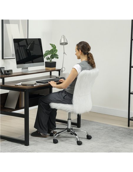 HOMCOM Plush Office Desk Chair, Modern Armless Swivel Vanity Chair with Adjustable Height for Home Office, Bedroom, Living Room, - pic 165725 | FastDaddyshop