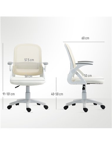 HOMCOM Breathable Mesh Office Chair, Ergonomic Swivel Computer Chair with Flip-up Armrests, Lumbar Back Support for Home/Office,