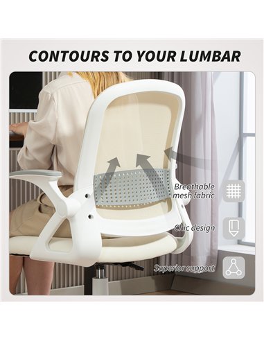 HOMCOM Breathable Mesh Office Chair, Ergonomic Swivel Computer Chair with Flip-up Armrests, Lumbar Back Support for Home/Office,