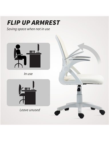 HOMCOM Breathable Mesh Office Chair, Ergonomic Swivel Computer Chair with Flip-up Armrests, Lumbar Back Support for Home/Office,