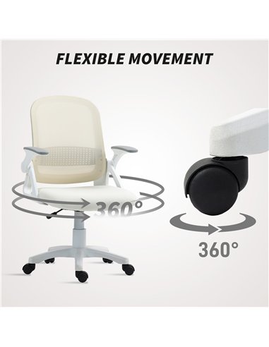 HOMCOM Breathable Mesh Office Chair, Ergonomic Swivel Computer Chair with Flip-up Armrests, Lumbar Back Support for Home/Office,