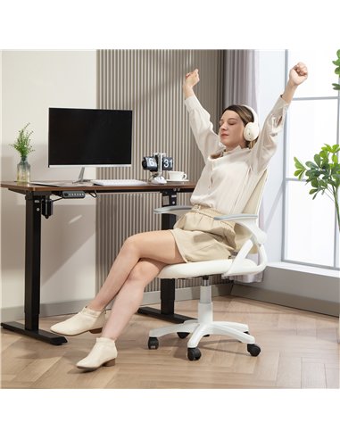 HOMCOM Breathable Mesh Office Chair, Ergonomic Swivel Computer Chair with Flip-up Armrests, Lumbar Back Support for Home/Office,