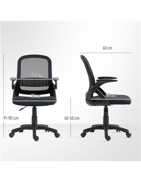 HOMCOM Breathable Mesh Office Chair, Ergonomic Swivel Computer Chair with Flip-up Armrests, Lumbar Back Support for Home/Office, - pic 165737 | FastDaddyshop