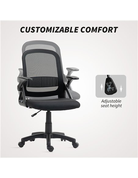 HOMCOM Breathable Mesh Office Chair, Ergonomic Swivel Computer Chair with Flip-up Armrests, Lumbar Back Support for Home/Office, - pic 165740 | FastDaddyshop