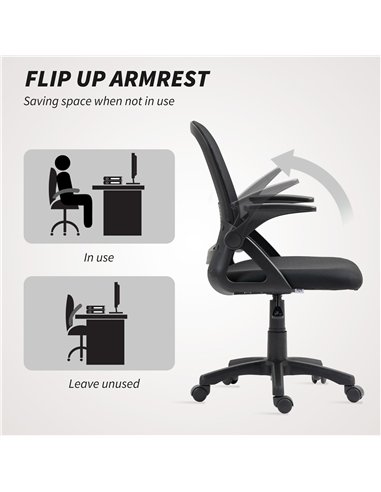 HOMCOM Breathable Mesh Office Chair, Ergonomic Swivel Computer Chair with Flip-up Armrests, Lumbar Back Support for Home/Office,