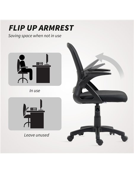 HOMCOM Breathable Mesh Office Chair, Ergonomic Swivel Computer Chair with Flip-up Armrests, Lumbar Back Support for Home/Office, - pic 165741 | FastDaddyshop