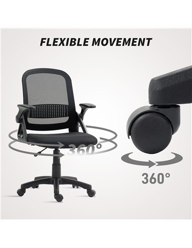 HOMCOM Breathable Mesh Office Chair, Ergonomic Swivel Computer Chair with Flip-up Armrests, Lumbar Back Support for Home/Office,