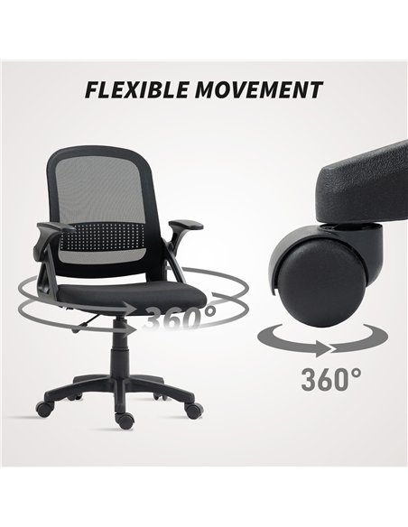 HOMCOM Breathable Mesh Office Chair, Ergonomic Swivel Computer Chair with Flip-up Armrests, Lumbar Back Support for Home/Office, - pic 165742 | FastDaddyshop