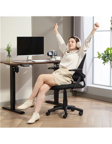 HOMCOM Breathable Mesh Office Chair, Ergonomic Swivel Computer Chair with Flip-up Armrests, Lumbar Back Support for Home/Office,