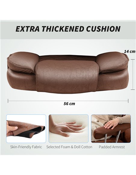 HOMCOM Leathaire Reclining Office Chair with Lumbar Support Pillow - Dark Brown - pic 165750 | FastDaddyshop