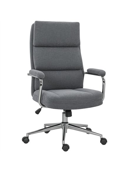 HOMCOM Executive Office Chair, Linen Fabric Computer Desk Chair with Double-Layer Back Cushion, Tilt Function, Height Adjustable - pic 165753 | FastDaddyshop