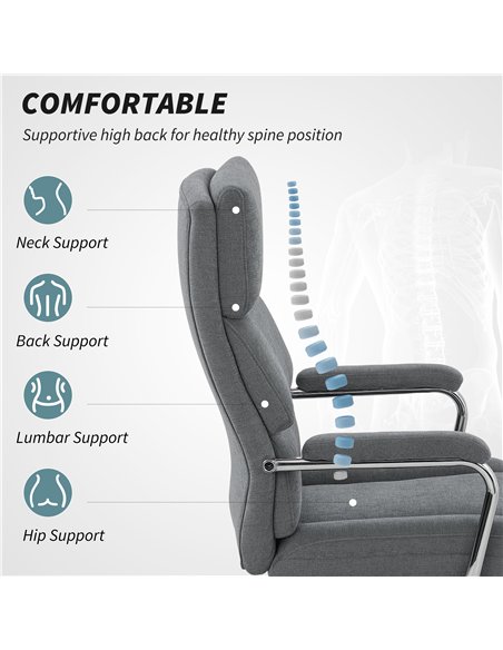 HOMCOM Executive Office Chair, Linen Fabric Computer Desk Chair with Double-Layer Back Cushion, Tilt Function, Height Adjustable - pic 165756 | FastDaddyshop