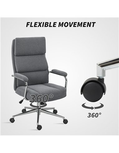 HOMCOM Executive Office Chair, Linen Fabric Computer Desk Chair with Double-Layer Back Cushion, Tilt Function, Height Adjustable