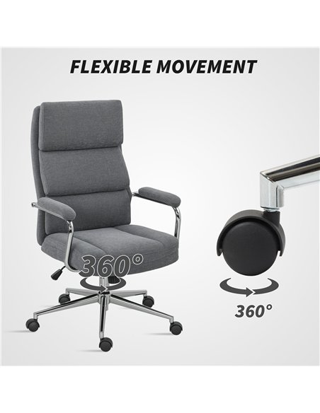 HOMCOM Executive Office Chair, Linen Fabric Computer Desk Chair with Double-Layer Back Cushion, Tilt Function, Height Adjustable - pic 165761 | FastDaddyshop