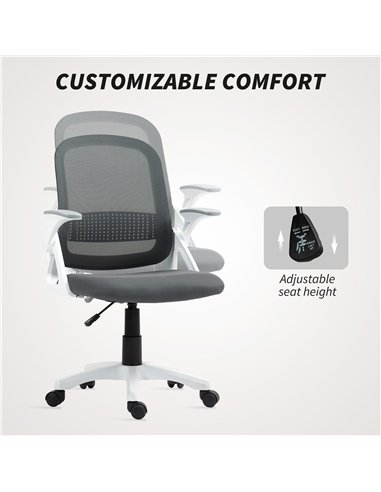 HOMCOM Breathable Mesh Office Chair, Ergonomic Swivel Computer Chair with Flip-up Armrests, Lumbar Back Support for Home/Office,