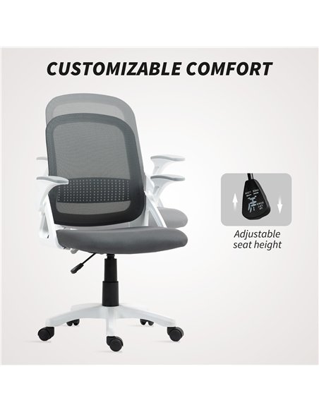 HOMCOM Breathable Mesh Office Chair, Ergonomic Swivel Computer Chair with Flip-up Armrests, Lumbar Back Support for Home/Office, - pic 165767 | FastDaddyshop