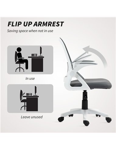 HOMCOM Breathable Mesh Office Chair, Ergonomic Swivel Computer Chair with Flip-up Armrests, Lumbar Back Support for Home/Office,