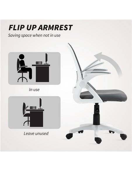 HOMCOM Breathable Mesh Office Chair, Ergonomic Swivel Computer Chair with Flip-up Armrests, Lumbar Back Support for Home/Office, - pic 165768 | FastDaddyshop