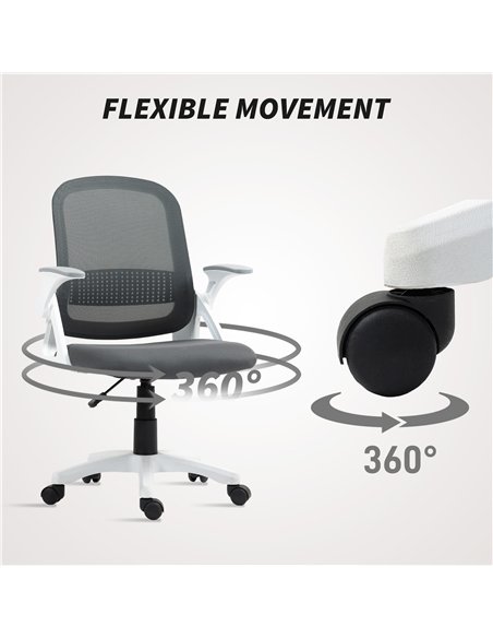 HOMCOM Breathable Mesh Office Chair, Ergonomic Swivel Computer Chair with Flip-up Armrests, Lumbar Back Support for Home/Office, - pic 165769 | FastDaddyshop