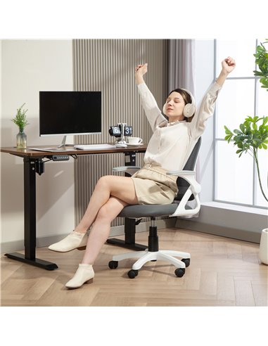 HOMCOM Breathable Mesh Office Chair, Ergonomic Swivel Computer Chair with Flip-up Armrests, Lumbar Back Support for Home/Office,