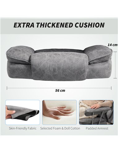 HOMCOM Leathaire Reclining Office Chair with Lumbar Support Pillow - Grey