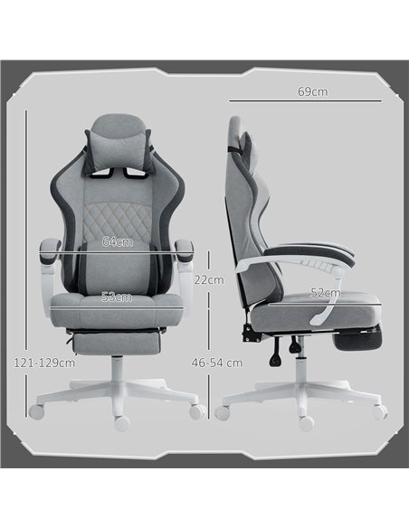 HOMCOM Ergonomic High Back Gaming Chair for Adults, Printed Velvet Computer Recliner Chair with Footrest, Lumbar Support, Adjust - pic 165791 | FastDaddyshop