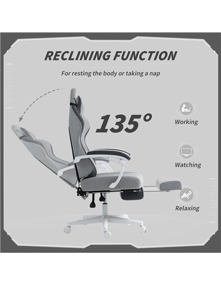 HOMCOM Ergonomic High Back Gaming Chair for Adults, Printed Velvet Computer Recliner Chair with Footrest, Lumbar Support, Adjust - pic 165794 | FastDaddyshop