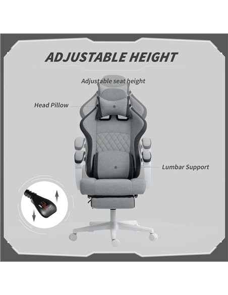 HOMCOM Ergonomic High Back Gaming Chair for Adults, Printed Velvet Computer Recliner Chair with Footrest, Lumbar Support, Adjust - pic 165795 | FastDaddyshop
