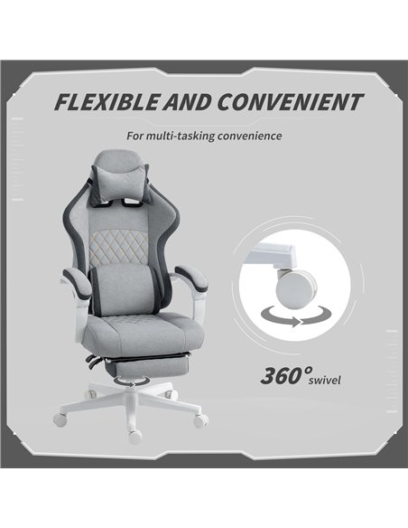 HOMCOM Ergonomic High Back Gaming Chair for Adults, Printed Velvet Computer Recliner Chair with Footrest, Lumbar Support, Adjust - pic 165796 | FastDaddyshop