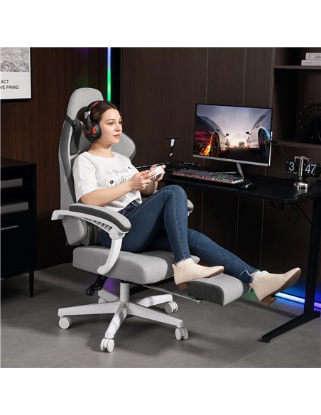HOMCOM Ergonomic High Back Gaming Chair for Adults, Printed Velvet Computer Recliner Chair with Footrest, Lumbar Support, Adjust - pic 165797 | FastDaddyshop