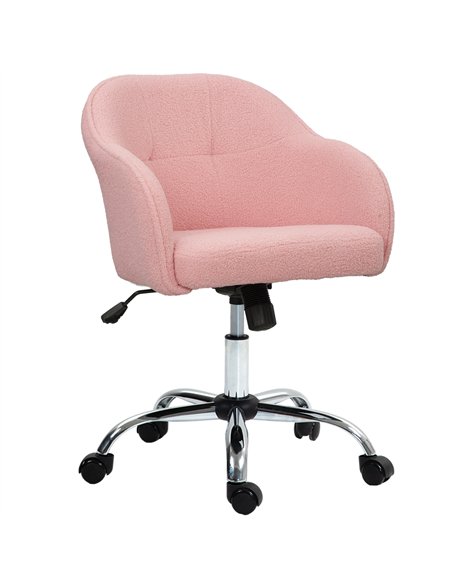 HOMCOM 46-56 cm Teddy Fleece Office Chair - Pink - pic 165807 | FastDaddyshop