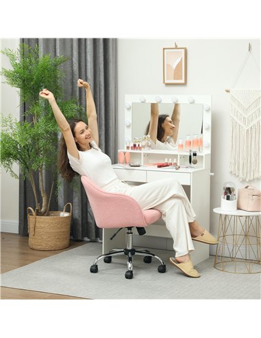 HOMCOM 46-56 cm Teddy Fleece Office Chair - Pink